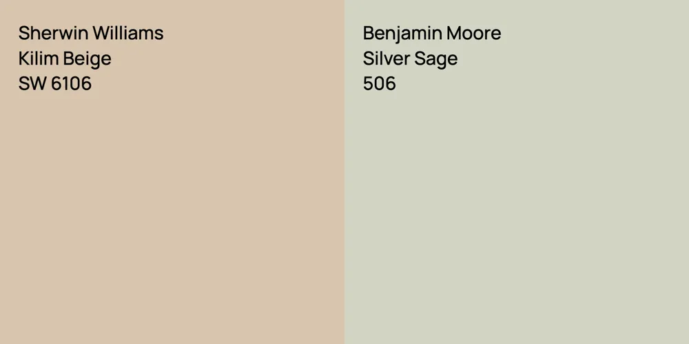 Sherwin Williams Kilim Beige vs. Benjamin Moore Silver Sage