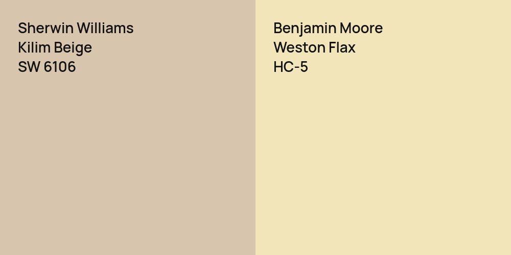 Sherwin Williams Kilim Beige vs. Benjamin Moore Weston Flax