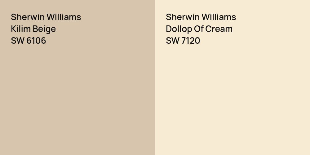 Sherwin Williams Kilim Beige vs. Sherwin Williams Dollop Of Cream