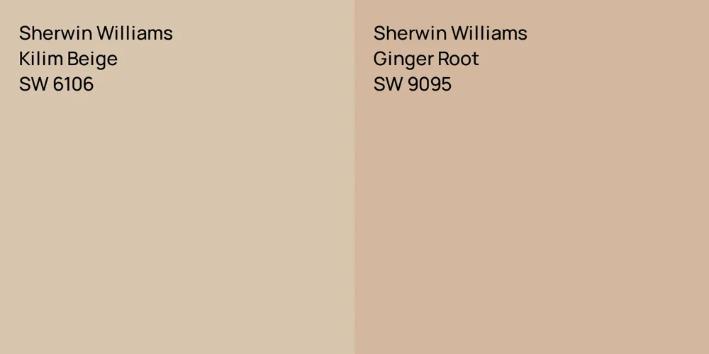 Sherwin Williams Kilim Beige vs. Sherwin Williams Ginger Root comparison