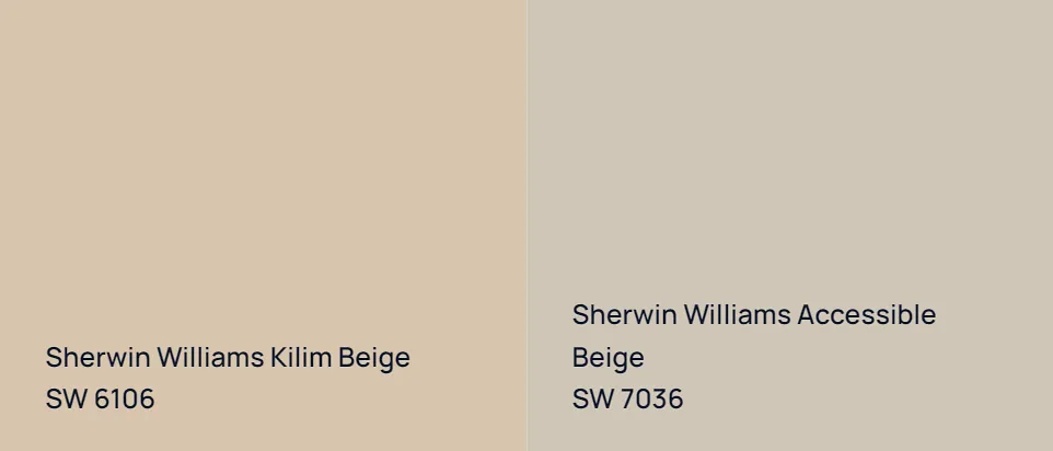 Sherwin Williams Kilim Beige SW 6106 vs Sherwin Williams Accessible Beige SW 7036