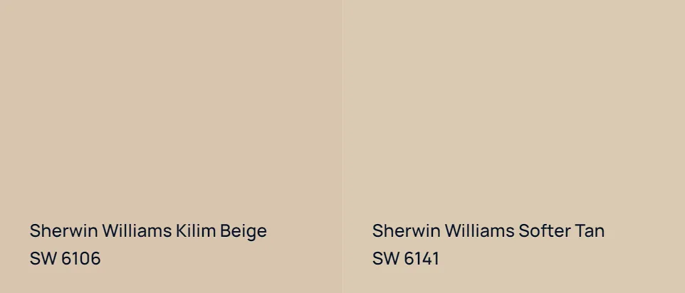 Sherwin Williams Kilim Beige SW 6106 vs Sherwin Williams Softer Tan SW 6141