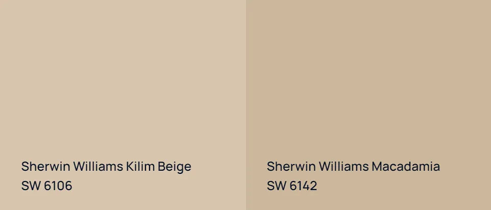 Sherwin Williams Kilim Beige SW 6106 vs Sherwin Williams Macadamia SW 6142