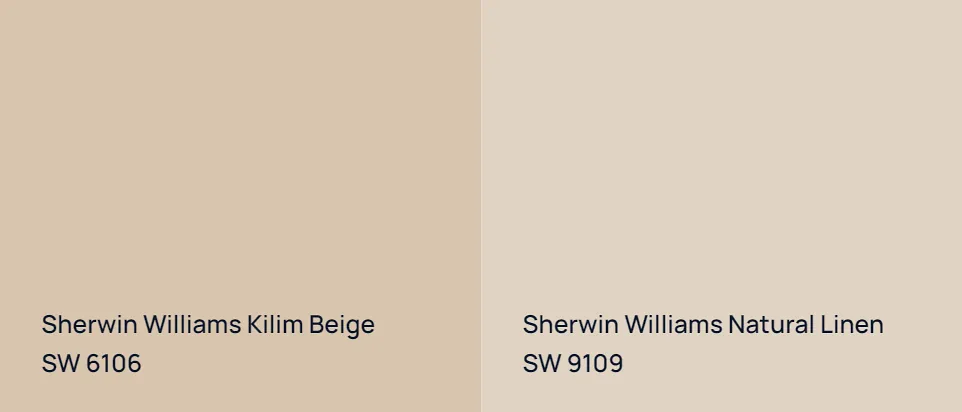 Sherwin Williams Kilim Beige SW 6106 vs Sherwin Williams Natural Linen SW 9109