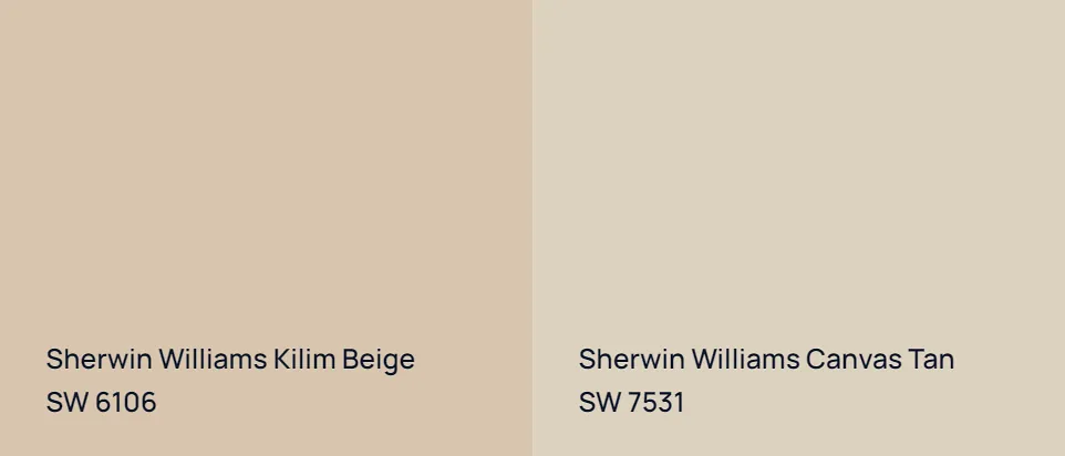 Sherwin Williams Kilim Beige SW 6106 vs Sherwin Williams Canvas Tan SW 7531