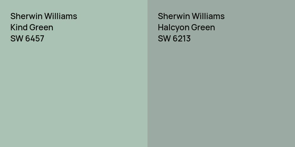 Sherwin Williams Kind Green vs. Sherwin Williams Halcyon Green