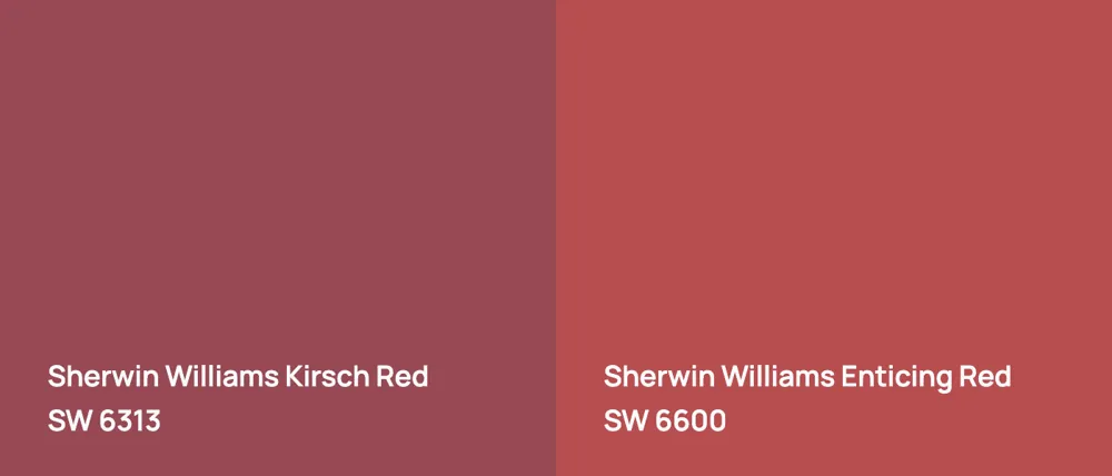 Sherwin Williams Kirsch Red SW 6313 vs Sherwin Williams Enticing Red SW 6600