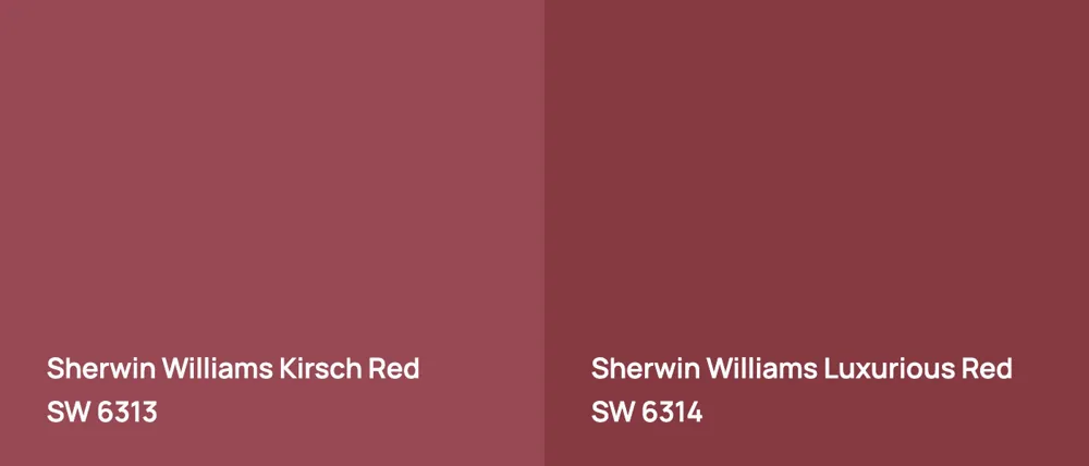 Sherwin Williams Kirsch Red SW 6313 vs Sherwin Williams Luxurious Red SW 6314
