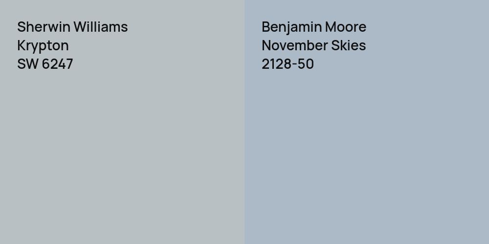 Sherwin Williams Krypton vs. Benjamin Moore November Skies