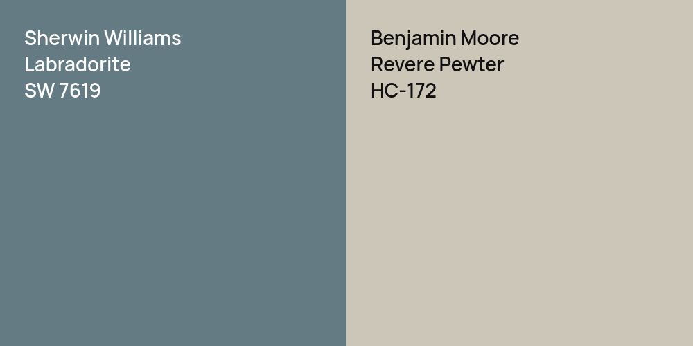 Sherwin Williams Labradorite vs. Benjamin Moore Revere Pewter