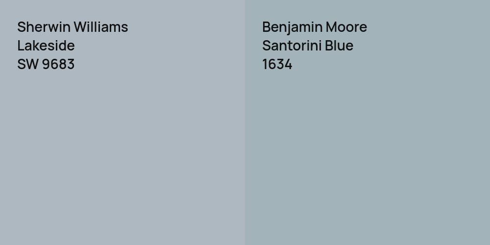 Sherwin Williams Lakeside vs. Benjamin Moore Santorini Blue