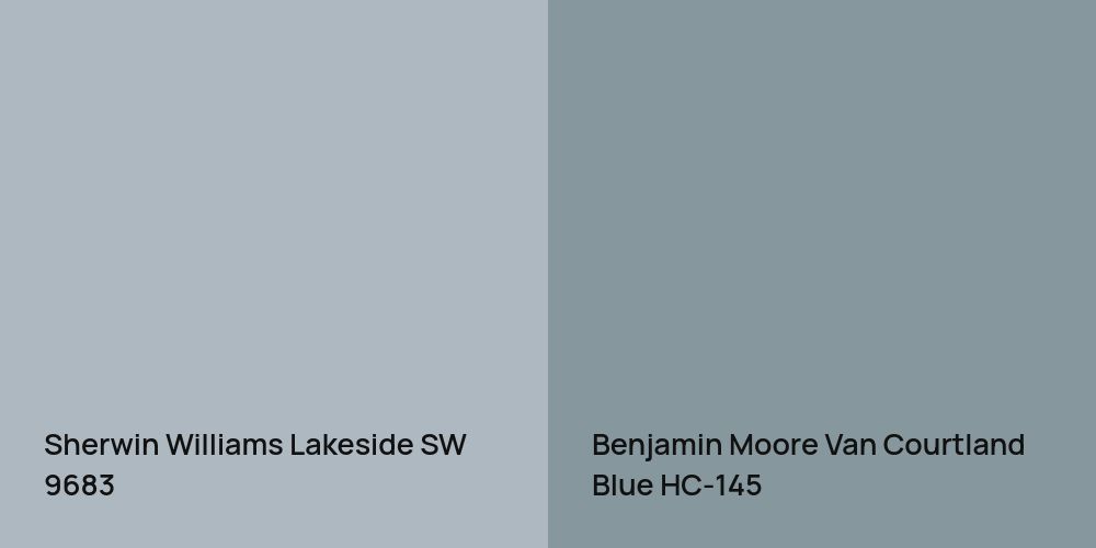 Sherwin Williams Lakeside vs. Benjamin Moore Van Courtland Blue