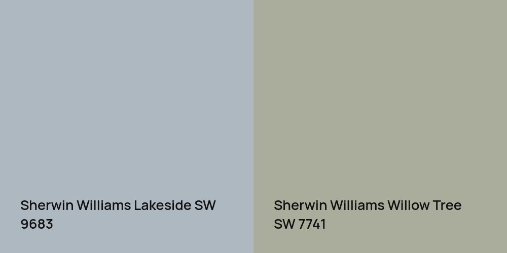 Sherwin Williams Lakeside vs. Sherwin Williams Willow Tree