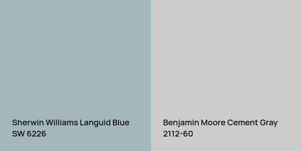 Sherwin Williams Languid Blue vs. Benjamin Moore Cement Gray