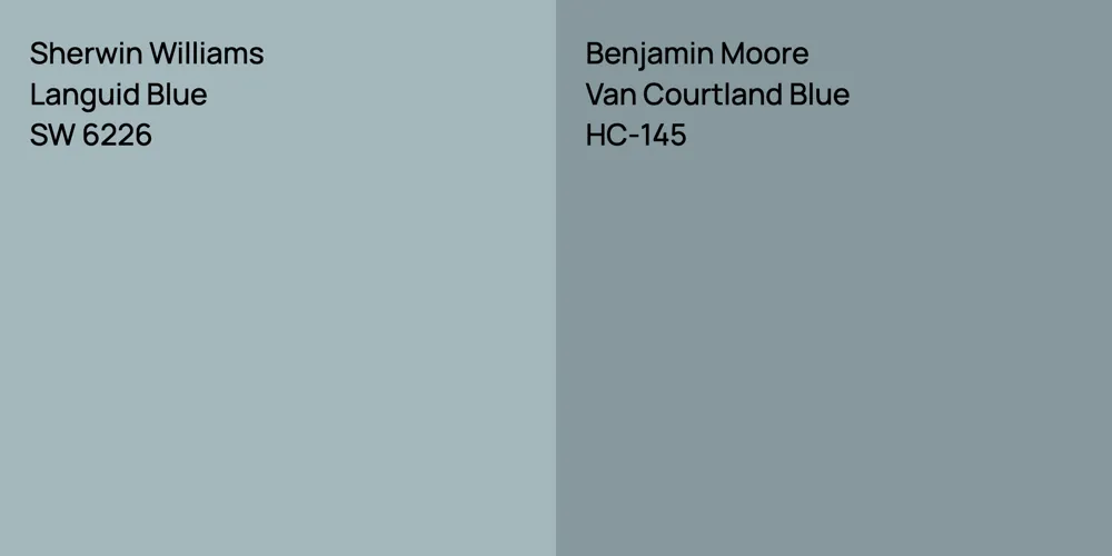 Sherwin Williams Languid Blue vs. Benjamin Moore Van Courtland Blue