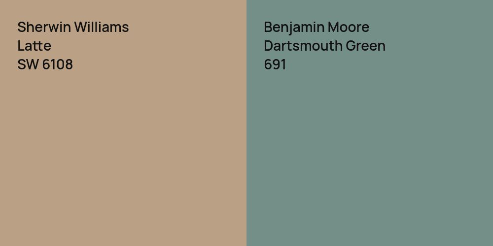 Sherwin Williams Latte vs. Benjamin Moore Dartsmouth Green