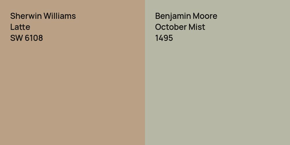 Sherwin Williams Latte vs. Benjamin Moore October Mist