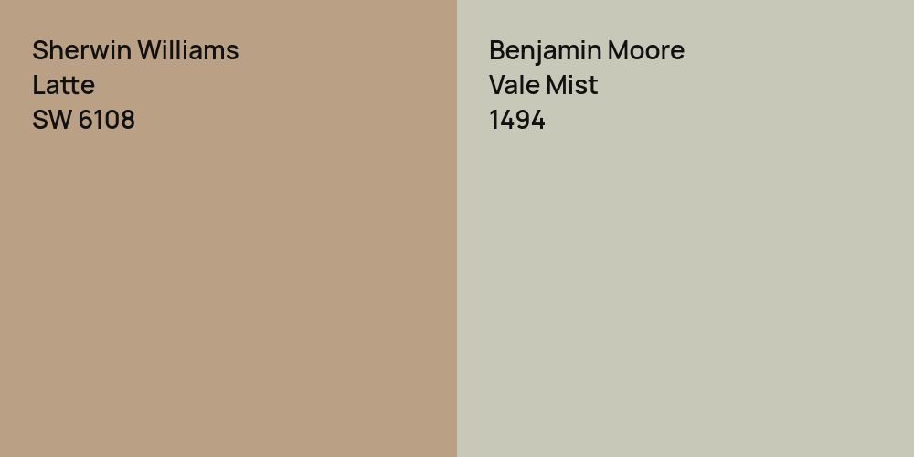 Sherwin Williams Latte vs. Benjamin Moore Vale Mist