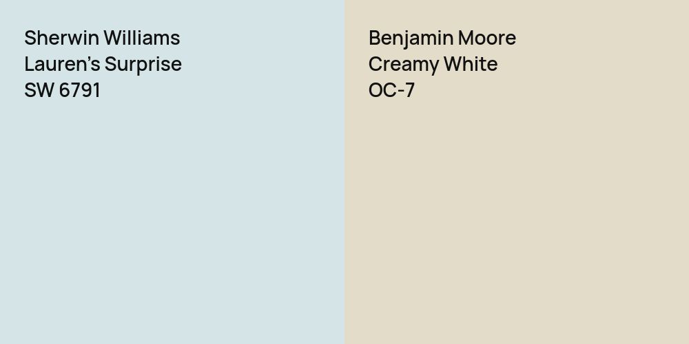 Sherwin Williams Lauren's Surprise vs. Benjamin Moore Creamy White