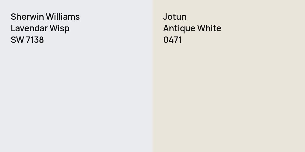 Sherwin Williams Lavendar Wisp vs. Jotun Antique White