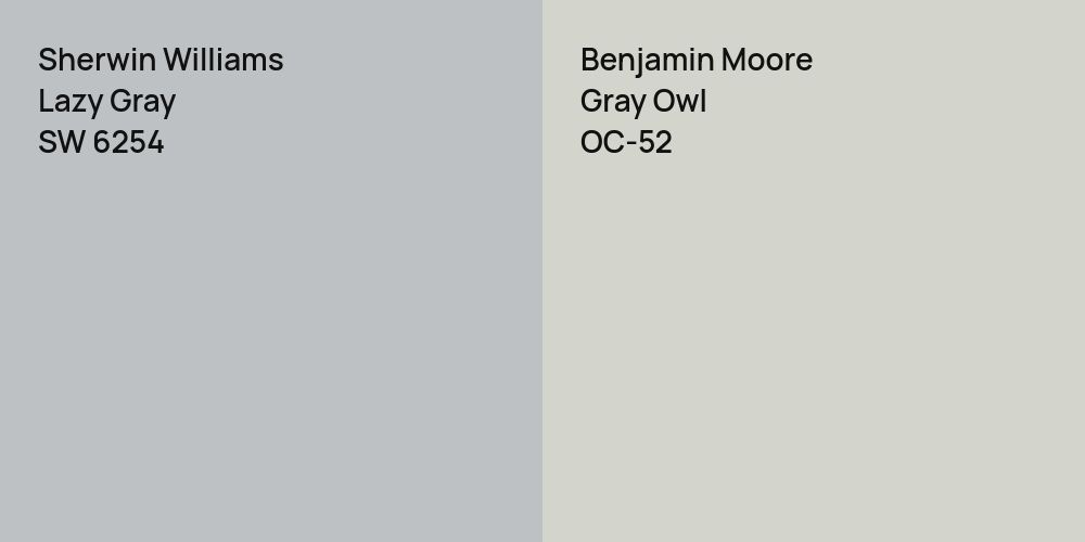 Sherwin Williams Lazy Gray vs. Benjamin Moore Gray Owl