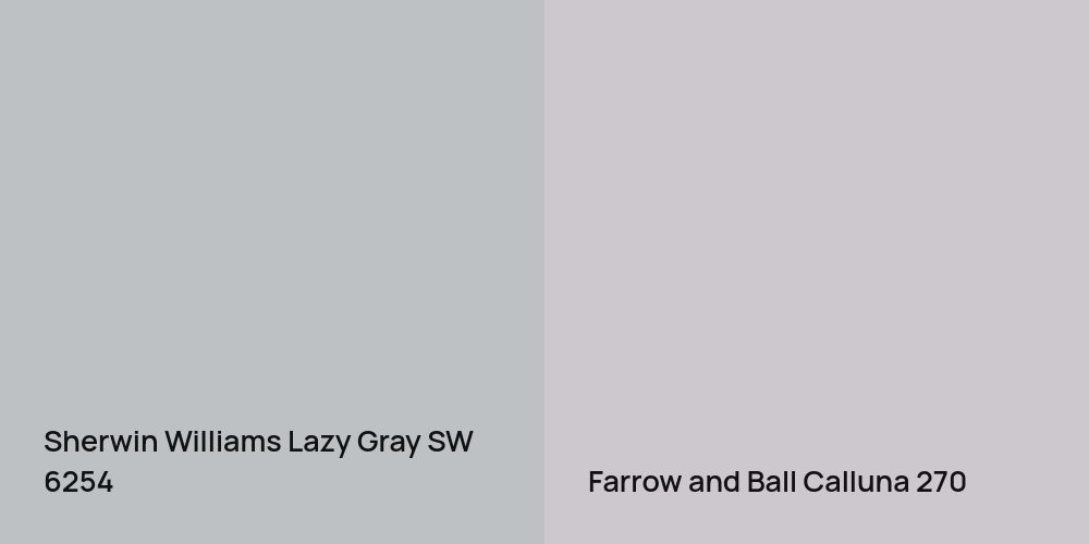 Sherwin Williams Lazy Gray vs. Farrow and Ball Calluna