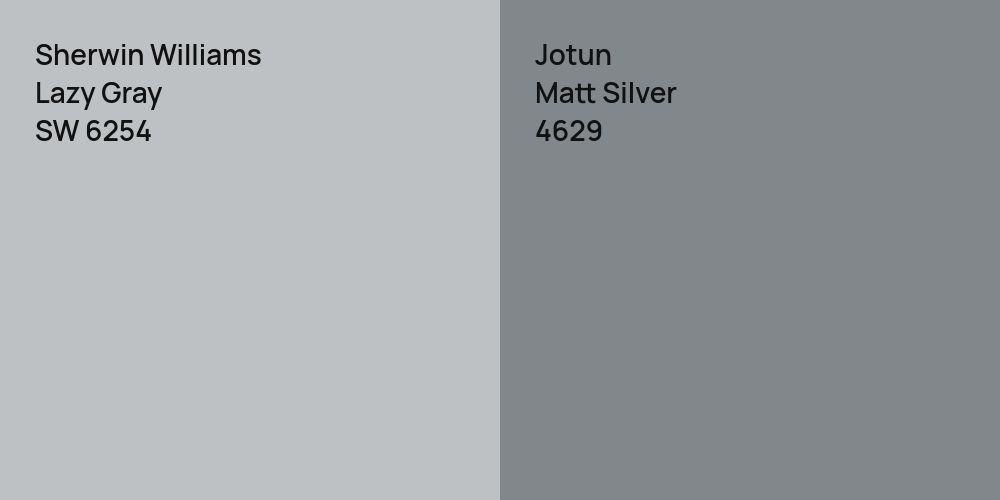 Sherwin Williams Lazy Gray vs. Jotun Matt Silver