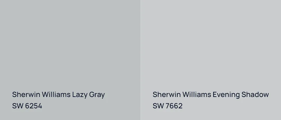 Sherwin Williams Lazy Gray SW 6254 vs Sherwin Williams Evening Shadow SW 7662