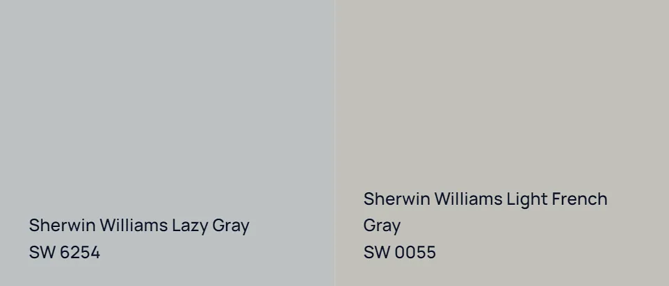 Sherwin Williams Lazy Gray SW 6254 vs Sherwin Williams Light French Gray SW 0055