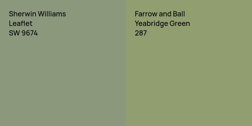 Sherwin Williams Leaflet vs. Farrow and Ball Yeabridge Green