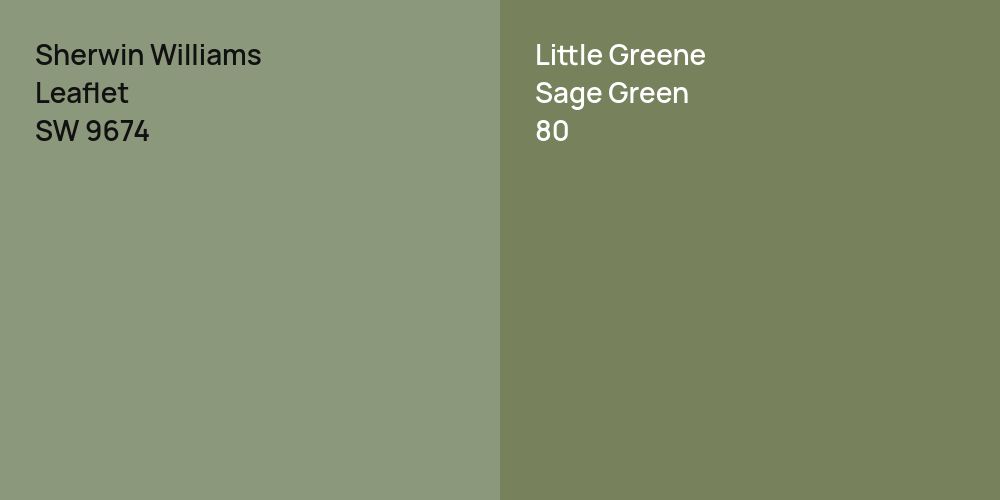 Sherwin Williams Leaflet vs. Little Greene Sage Green