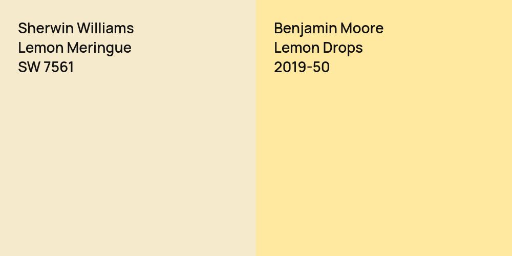 Sherwin Williams Lemon Meringue vs. Benjamin Moore Lemon Drops