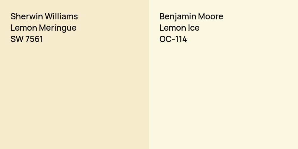 Sherwin Williams Lemon Meringue vs. Benjamin Moore Lemon Ice