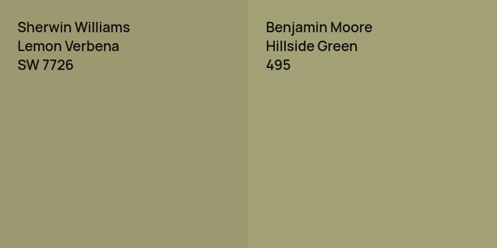 Sherwin Williams Lemon Verbena vs. Benjamin Moore Hillside Green