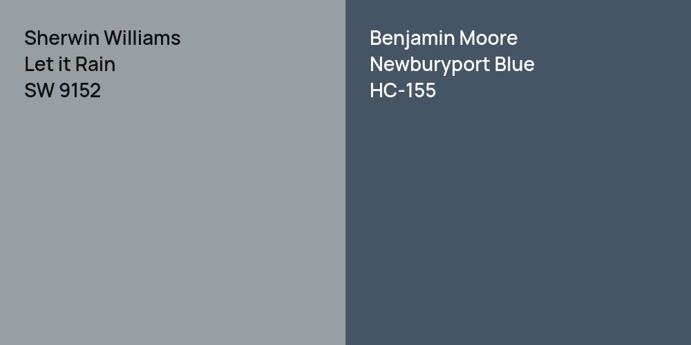 Sherwin Williams Let it Rain vs. Benjamin Moore Newburyport Blue