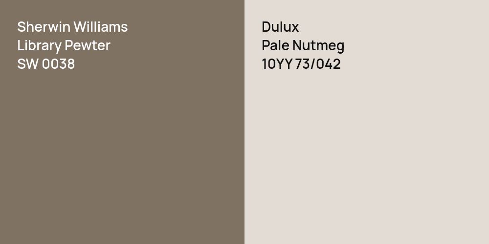 Sherwin Williams Library Pewter vs. Dulux Pale Nutmeg