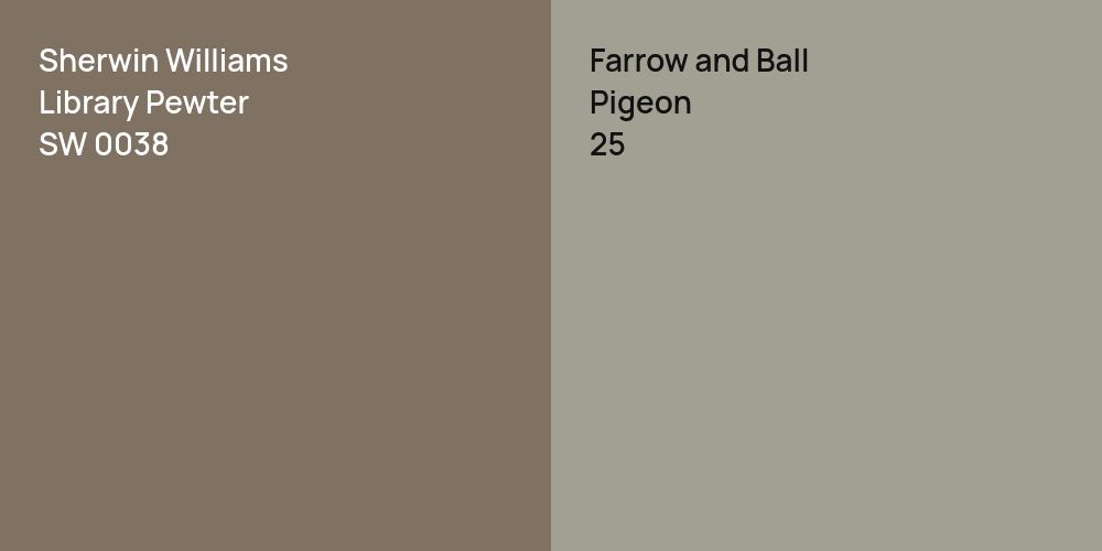 Sherwin Williams Library Pewter vs. Farrow and Ball Pigeon