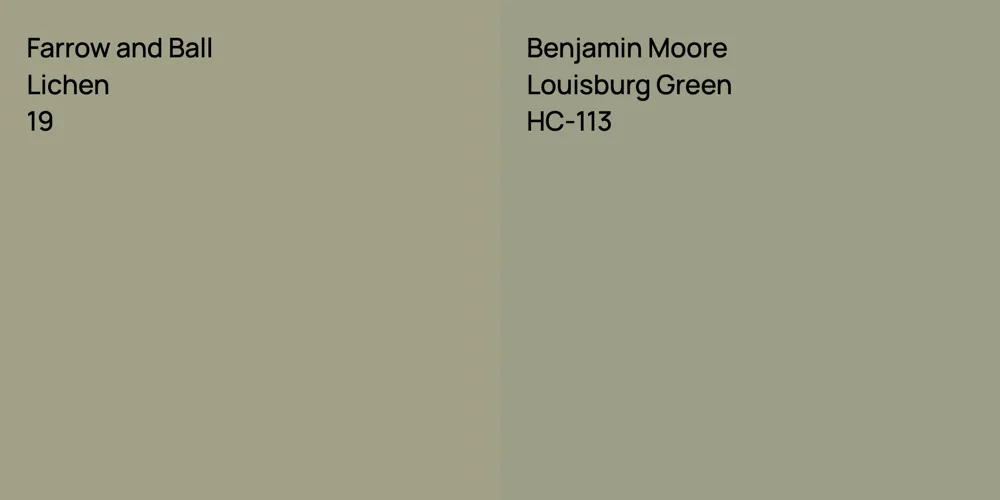 Farrow and Ball Lichen vs. Benjamin Moore Louisburg Green