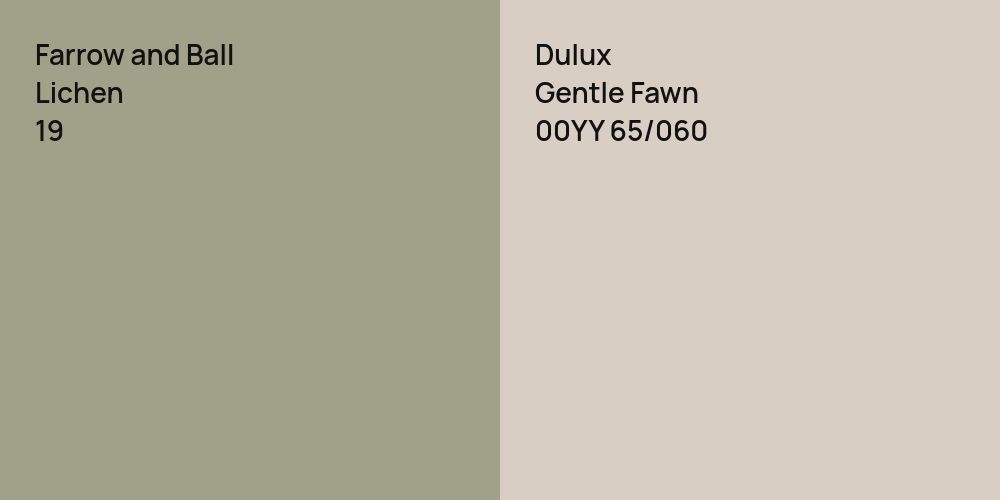 Farrow and Ball Lichen vs. Dulux Gentle Fawn