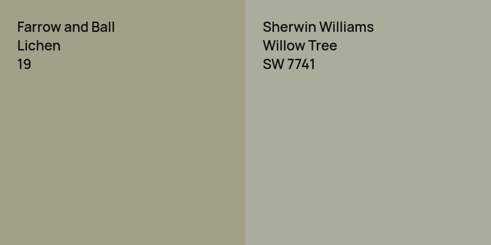 Farrow and Ball Lichen vs. Sherwin Williams Willow Tree