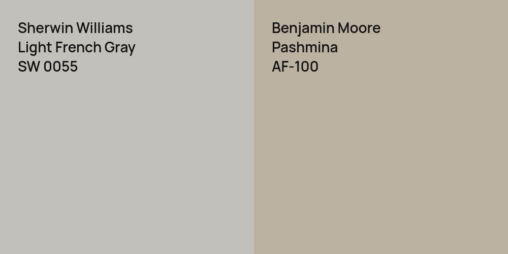 Sherwin Williams Light French Gray vs. Benjamin Moore Pashmina