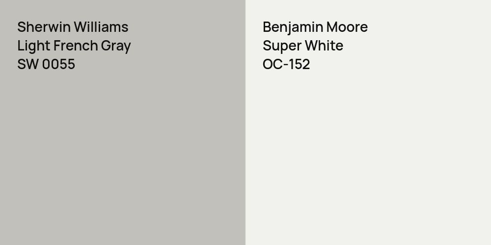 Sherwin Williams Light French Gray vs. Benjamin Moore Super White