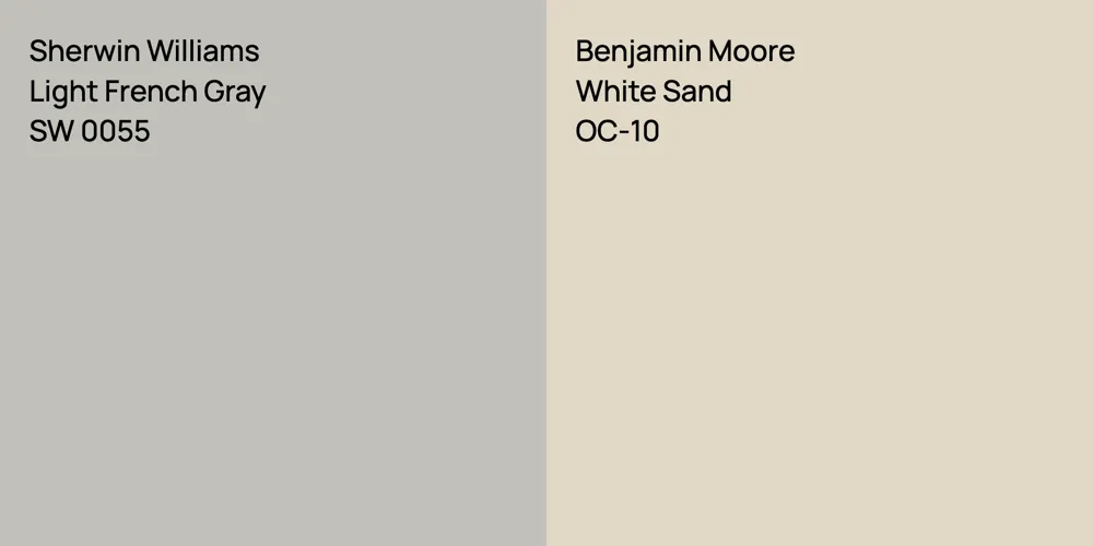 Sherwin Williams Light French Gray vs. Benjamin Moore White Sand