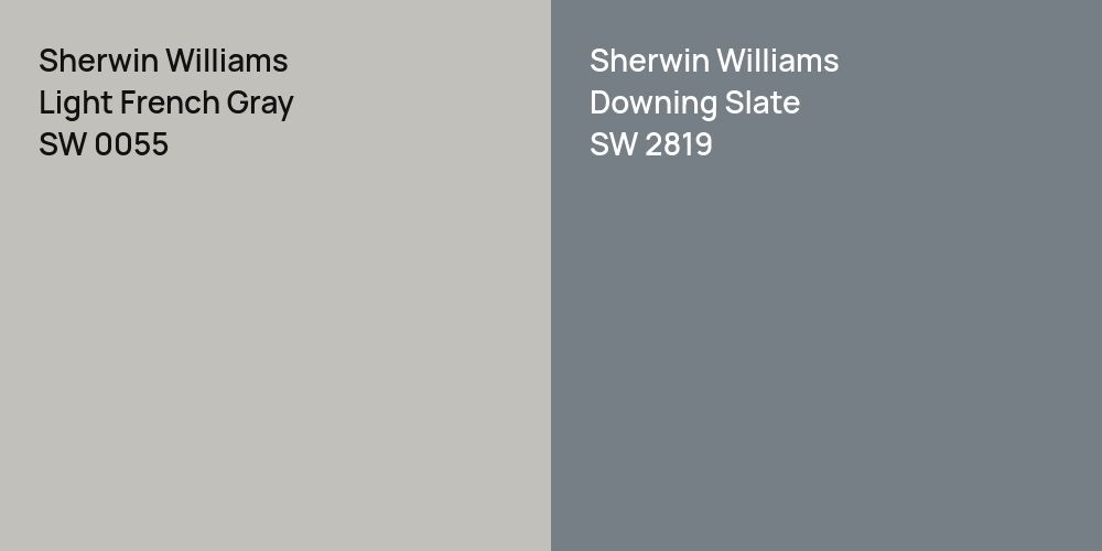 Sherwin Williams Light French Gray vs. Sherwin Williams Downing Slate