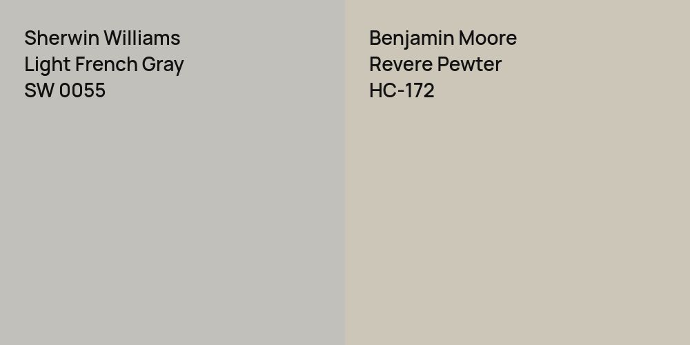 Sherwin Williams Light French Gray vs. Benjamin Moore Revere Pewter