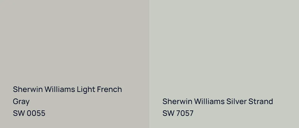Sherwin Williams Light French Gray SW 0055 vs Sherwin Williams Silver Strand SW 7057