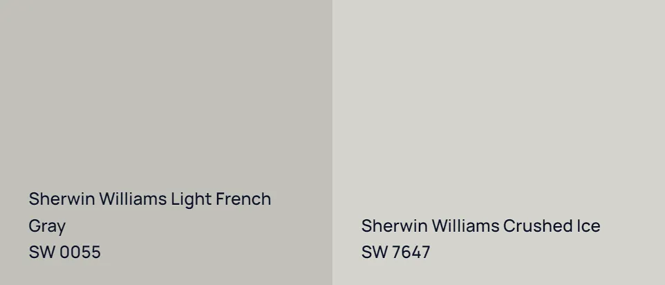 Sherwin Williams Light French Gray SW 0055 vs Sherwin Williams Crushed Ice SW 7647