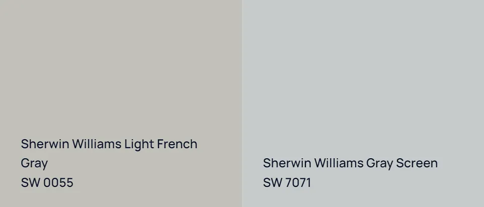 Sherwin Williams Light French Gray SW 0055 vs Sherwin Williams Gray Screen SW 7071