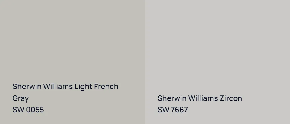 Sherwin Williams Light French Gray SW 0055 vs Sherwin Williams Zircon SW 7667