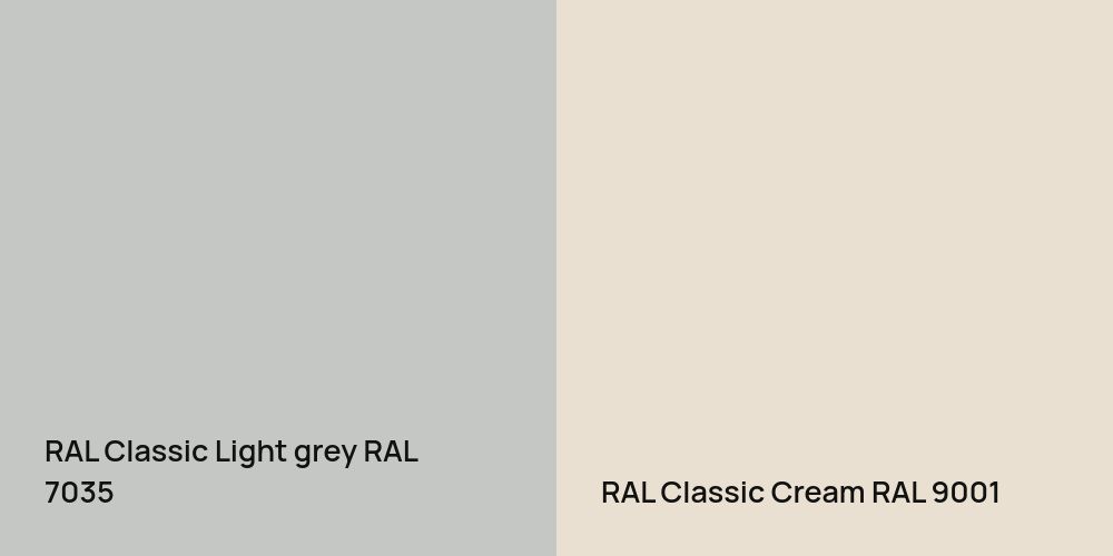 RAL Classic  Light grey vs. RAL Classic  Cream